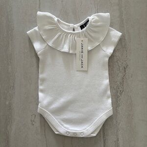 NWT Janie and Jack White Collar Onesie 0-3m